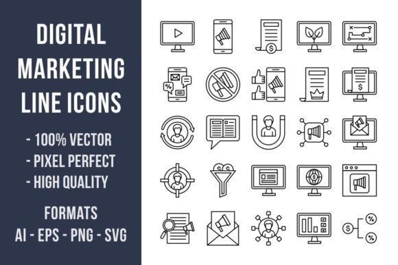 Download 50 Digital Marketing Line Icons - Icons Collection