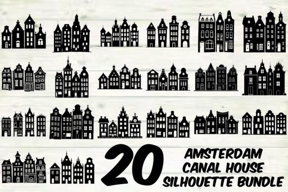 Download Amsterdam Canal House Silhouette Bundle - Silhouette bundle Collection