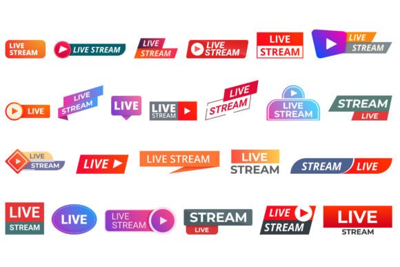 Download Live Stream Icons Set Cartoon Vector. - Icons Collection