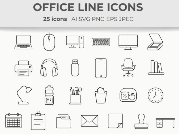 Download Office Essentials Line Icons Minimal SVG - Icons Collection