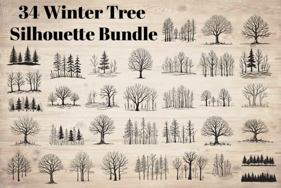 Download Winter Tree Silhouette Bundle - Silhouette bundle Collection