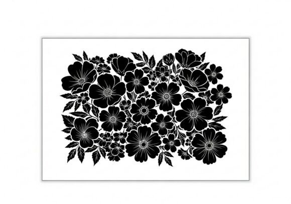 Download Black Silhouette Flowers and Leaves - Premium Resources