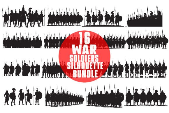 Download 16 War Soldiers Silhouette Bundle - Silhouette bundle Collection