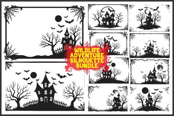 Download Haunted House Halloween Silhouette Bundle - Silhouette bundle Collection